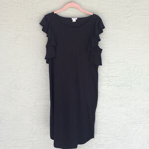 J.CREW Black Dress With Ruffle Sleeves Sz S